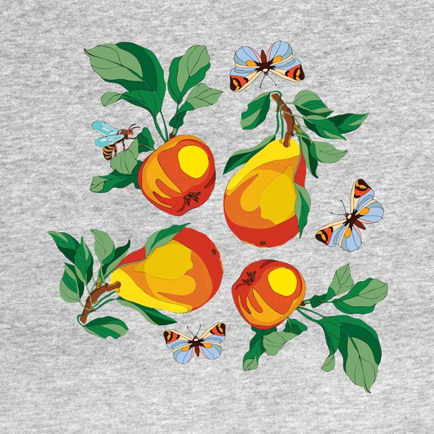 the fruits of the apple and pear plant, butterflies and wasps by EEVLADA